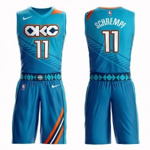 Nike NBA Maillots Schrempf Oklahoma City Thunder Turquoise No.11 Suit City Edition Enfant