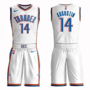 Nike NBA Maillots Basket D.J. Augustin Thunder Blanc #14 Homme Suit Association Edition