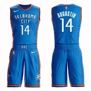 Nike Maillots De D.J. Augustin Oklahoma City Thunder No.14 Suit Icon Edition Homme Bleu royal