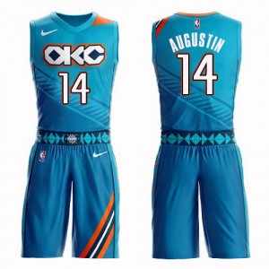 Nike Maillot Augustin Thunder Turquoise #14 Homme Suit City Edition