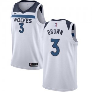 Nike Maillots Brown Minnesota Timberwolves Association Edition Homme No.3 Blanc