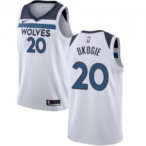Nike Maillots Basket Okogie Timberwolves Homme Association Edition #20 Blanc