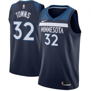 Nike Maillots Karl-Anthony Towns Timberwolves Icon Edition Homme No.32 bleu marine