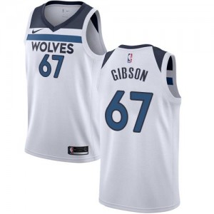 Nike Maillot Gibson Timberwolves #67 Homme Association Edition Blanc