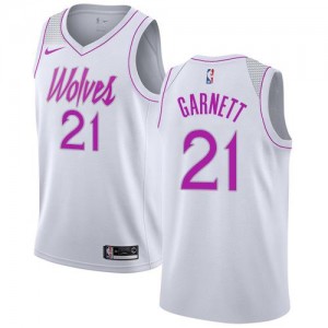 Nike NBA Maillots De Basket Kevin Garnett Minnesota Timberwolves Earned Edition Enfant No.21 Blanc