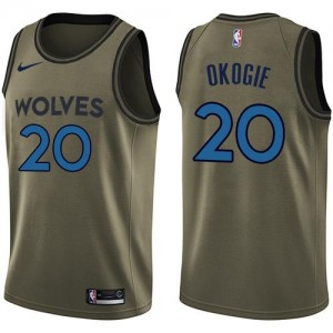 Nike Maillot Okogie Minnesota Timberwolves vert No.20 Homme Salute to Service