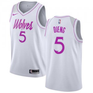 Maillots Basket Dieng Minnesota Timberwolves Blanc #5 Nike Homme Earned Edition