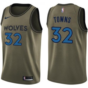 Maillot Towns Minnesota Timberwolves vert Homme Nike Salute to Service #32