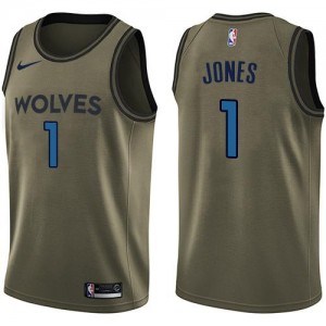 Nike NBA Maillots De Basket Jones Timberwolves #1 Salute to Service vert Homme
