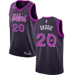 Maillot Okogie Timberwolves No.20 Enfant Nike City Edition Violet
