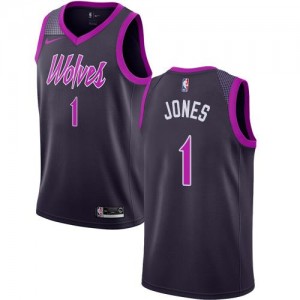 Nike NBA Maillots Basket Tyus Jones Minnesota Timberwolves Violet No.1 Enfant City Edition