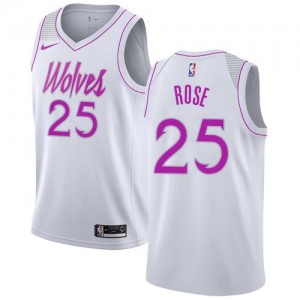 Maillots Rose Minnesota Timberwolves #25 Blanc Nike Homme Earned Edition
