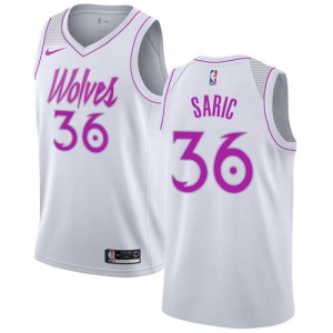 Nike Maillot Dario Saric Timberwolves #36 Homme Earned Edition Blanc