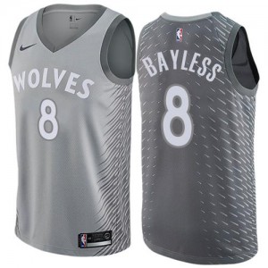 Nike NBA Maillots De Basket Bayless Timberwolves Homme Gris No.8 City Edition