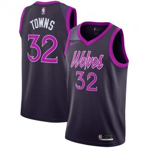Nike NBA Maillots De Towns Minnesota Timberwolves City Edition #32 Violet Homme