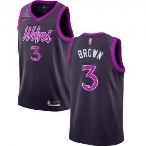 Maillots De Brown Minnesota Timberwolves Violet City Edition Homme No.3 Nike