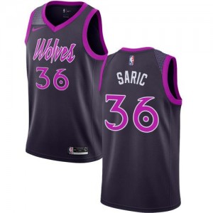 Maillots Basket Dario Saric Timberwolves #36 Homme Violet City Edition Nike