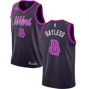Nike NBA Maillots Basket Bayless Timberwolves Violet #8 City Edition Enfant