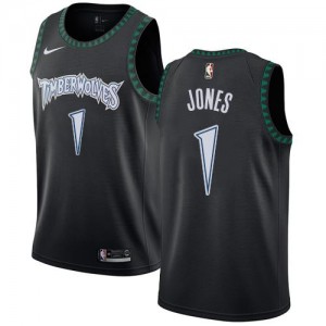 Nike NBA Maillots De Basket Tyus Jones Timberwolves No.1 Homme Hardwood Classics Noir