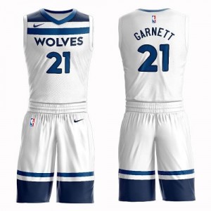 Nike Maillots De Kevin Garnett Minnesota Timberwolves Suit Association Edition Homme No.21 Blanc