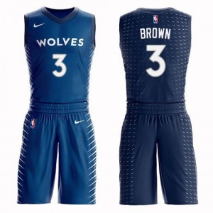 Maillots Anthony Brown Timberwolves Nike Homme Bleu No.3 Suit