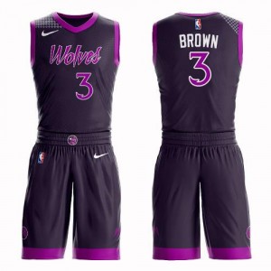 Nike NBA Maillots De Anthony Brown Minnesota Timberwolves Violet Suit City Edition No.3 Homme