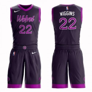 Nike Maillot Wiggins Minnesota Timberwolves Homme Violet #22 Suit City Edition