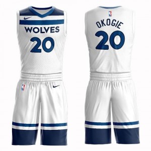 Nike Maillots De Basket Josh Okogie Timberwolves Suit Association Edition Homme #20 Blanc