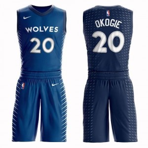 Nike Maillot Basket Okogie Timberwolves Enfant Bleu Suit No.20