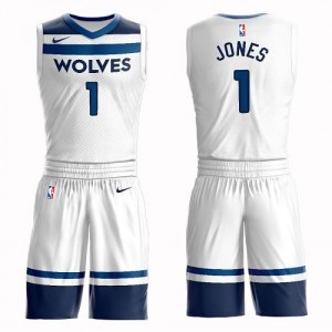 Nike Maillots Jones Timberwolves Suit Association Edition No.1 Homme Blanc