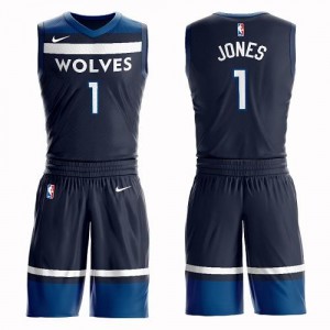 Nike Maillots Basket Tyus Jones Minnesota Timberwolves Homme bleu marine Suit Icon Edition #1