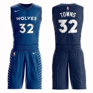 Maillots De Basket Towns Timberwolves Suit No.32 Homme Nike Bleu