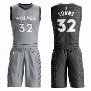 Nike Maillots De Karl-Anthony Towns Timberwolves Gris Suit City Edition Homme No.32
