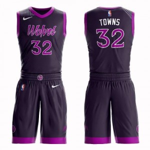 Nike Maillots Basket Karl-Anthony Towns Timberwolves Violet #32 Homme Suit City Edition