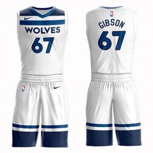 Nike NBA Maillot Gibson Timberwolves #67 Suit Association Edition Blanc Homme