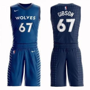 Nike Maillot Taj Gibson Timberwolves Bleu Suit Homme #67