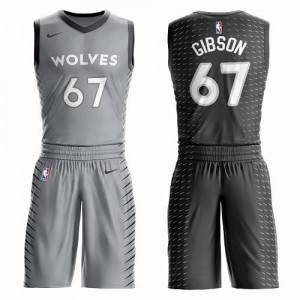 Nike NBA Maillots Taj Gibson Timberwolves Gris No.67 Suit City Edition Homme