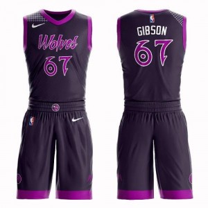 Nike Maillots Gibson Timberwolves Suit City Edition #67 Homme Violet