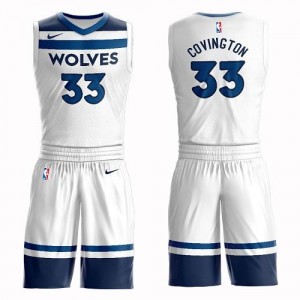 Maillots Robert Covington Minnesota Timberwolves #33 Blanc Suit Association Edition Homme Nike
