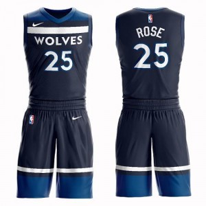 Maillot Basket Rose Timberwolves #25 Homme Nike Suit Icon Edition bleu marine