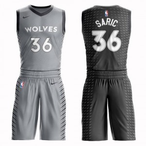 Maillots Basket Dario Saric Timberwolves No.36 Homme Gris Suit City Edition Nike