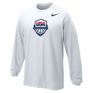 Nike NBA T-Shirts De Team USA Homme Blanc Basketball Core Long Sleeve