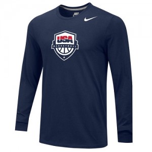 Nike T-Shirts Basket Team USA bleu marine Basketball Core Long Sleeve Homme