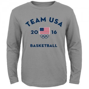  NBA T-Shirt De Basket Team USA Homme Basketball Very Official National Governing Body Long Sleeve Gris