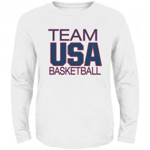  NBA T-Shirts De Basket Team USA Homme Blanc Basketball Pride for National Governing Body Long Sleeve