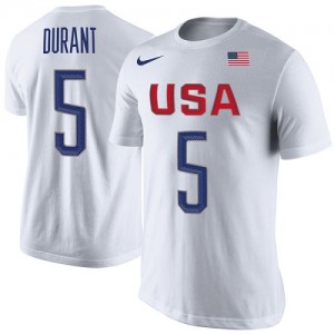 Nike Tee-Shirt De Team USA Kevin Durant USA Basketball Rio Replica Name & Number Homme Blanc