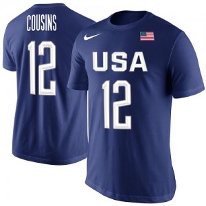 Nike NBA T-Shirt De Basket Team USA Homme DeMarcus Cousins USA Basketball Rio Replica Name & Number Bleu royal