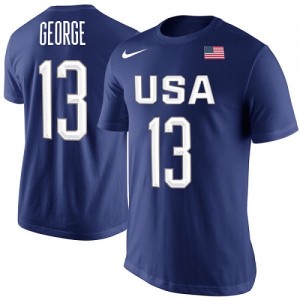 Nike NBA Tee-Shirt Basket Team USA Bleu royal Homme Paul George USA Basketball Rio Replica Name & Number