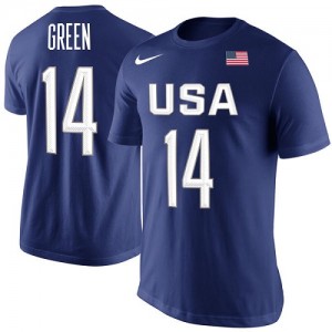 Nike Tee-Shirt De Team USA Homme Draymond Green USA Basketball Rio Replica Name & Number Bleu royal