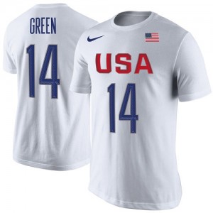 Nike NBA Tee-Shirt De Basket Team USA Blanc Homme Draymond Green USA Basketball Rio Replica Name & Number 